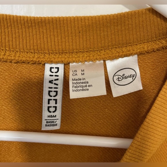 H&M Disney Mikey Mouse Mustard Crewneck Long Slev. Sz Med Sweat Shirt Style EUC - Picture 3 of 4